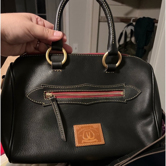 Dooney & Bourke Horse Shoe Western Black Red Leather Duffle HTF RARE - Picture 3 of 10